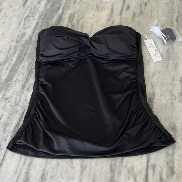 Anne Cole Black Strapless Tankini Top NWT Woman Size Medium - Picture 4 of 8
